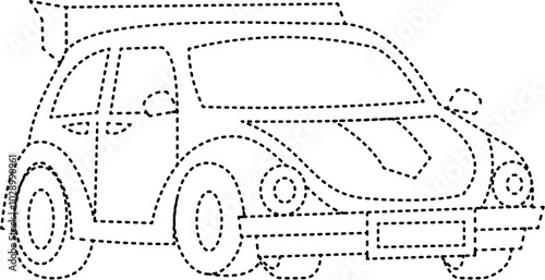 Car Tracing Practice Dash Dotted Line suitable for coloring book