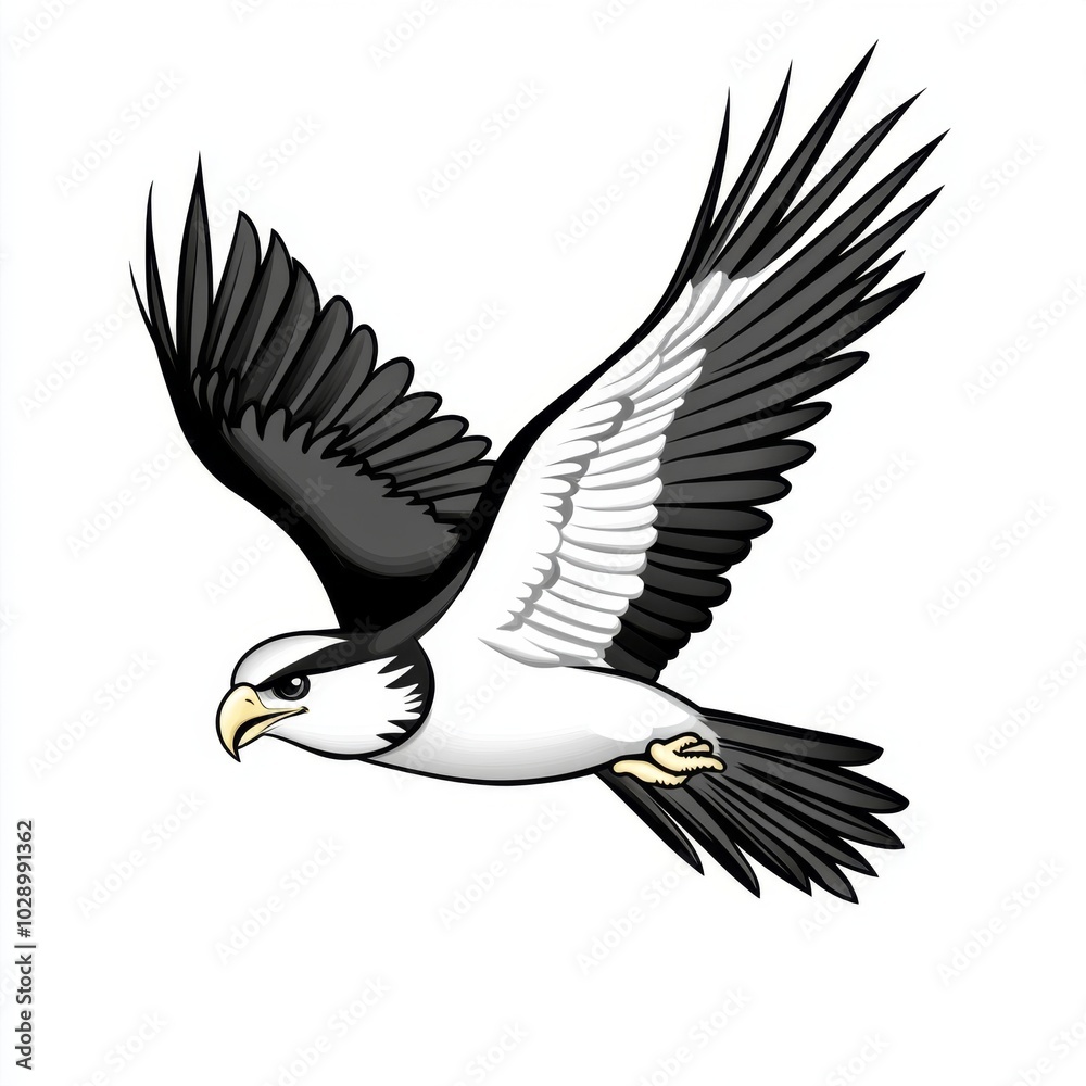 Fototapeta premium Black and White Hawk in Flight
