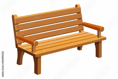 Wooden bench with legs outdoor park furniture vector illustration isolated on white background