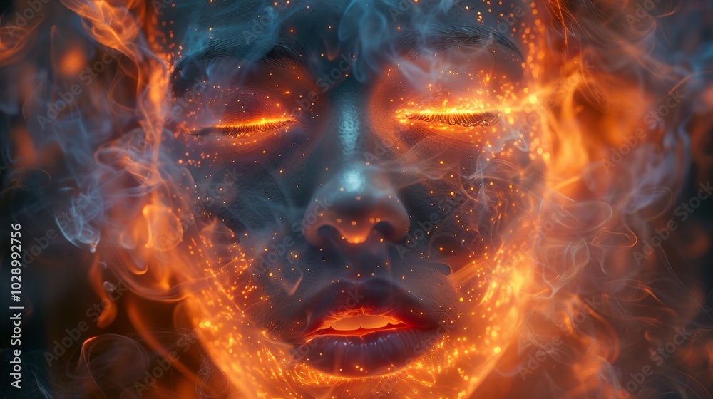 Abstract Fire and Smoke Portrait: A Surreal Vision Abstract Fire and Smoke Portrait: A Surreal Vision