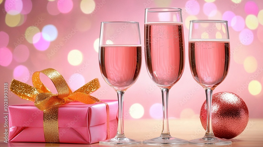 champagne and gift,generated ai champagne and gift,generated ai