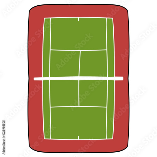 tennis field illustration hand drawn isolated vector