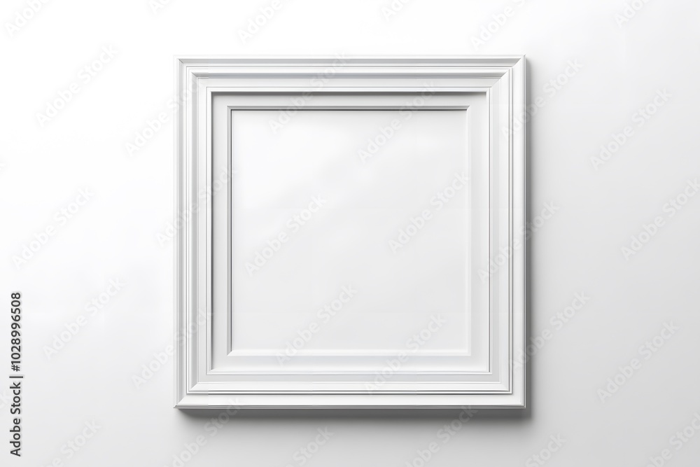 A clean, empty white photo frame with a modern design, suitable for displaying artwork or pictures. A clean, empty white photo frame with a modern design, suitable for displaying artwork or pictures.