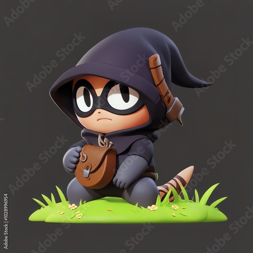 Cute Cartoon Character in a Hood photo