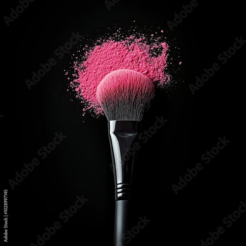 powderbrush Isolated on black background. cheek makeup blush photo