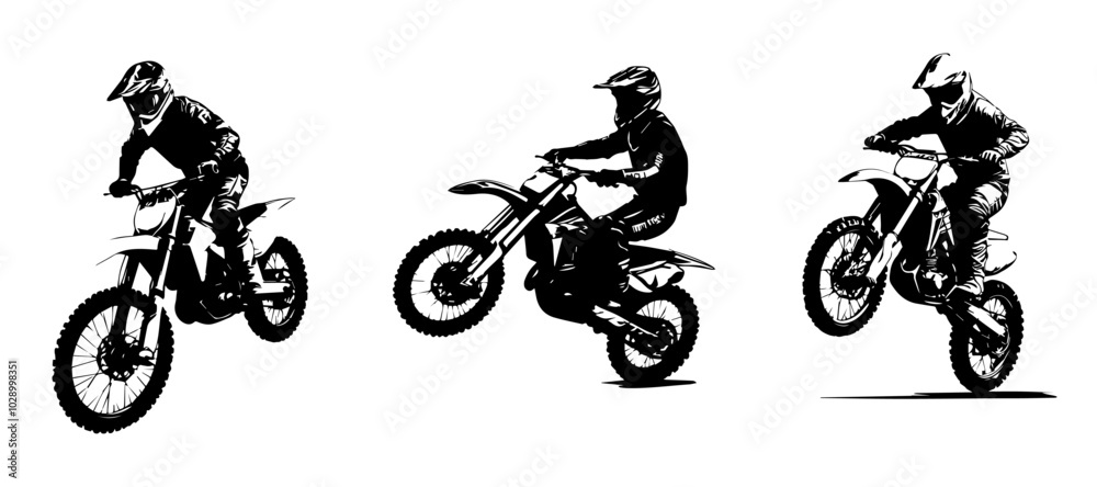 Obraz premium silhouettes of man riding on motocross vector design