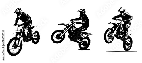 silhouettes of man riding on motocross vector design