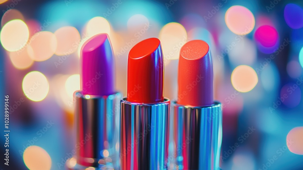 Colorful Lipsticks with Bokeh Background Colorful Lipsticks with Bokeh Background