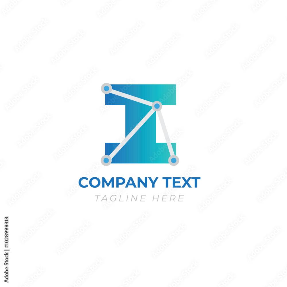 I letter minimal network business blue Unique and Memorable Logo for business I letter minimal network business blue Unique and Memorable Logo for business