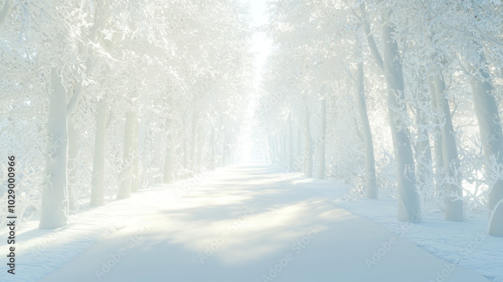 Serene Winter Wonderland: Snowy Pathway Through Frosted Trees Captures Ultra-Detailed, Cinematic Light Serene Winter Wonderland: Snowy Pathway Through Frosted Trees Captures Ultra-Detailed, Cinematic Light