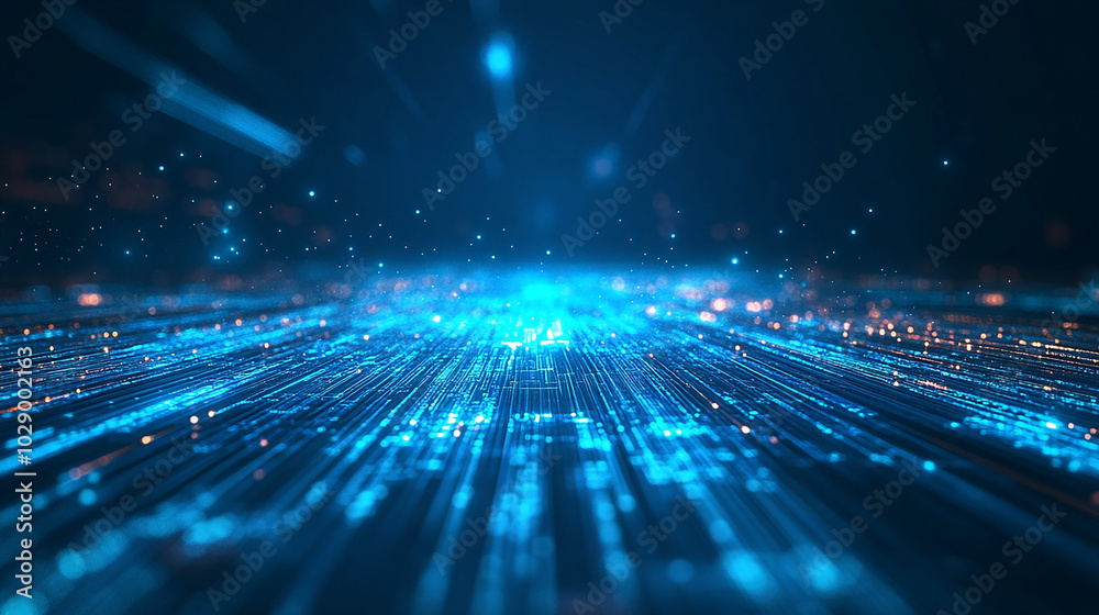 Futuristic blue digital background with light trails Futuristic blue digital background with light trails