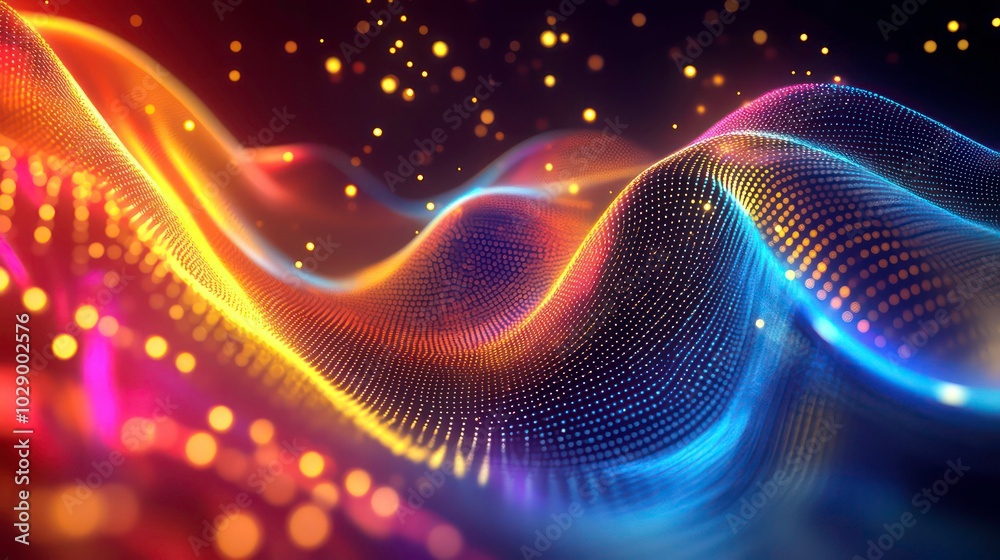 Abstract wave of light with glowing particles. Abstract wave of light with glowing particles.