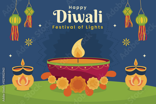 Diwali Hand drawn Flat Diwali Hindu Festival Ccelebration Background photo