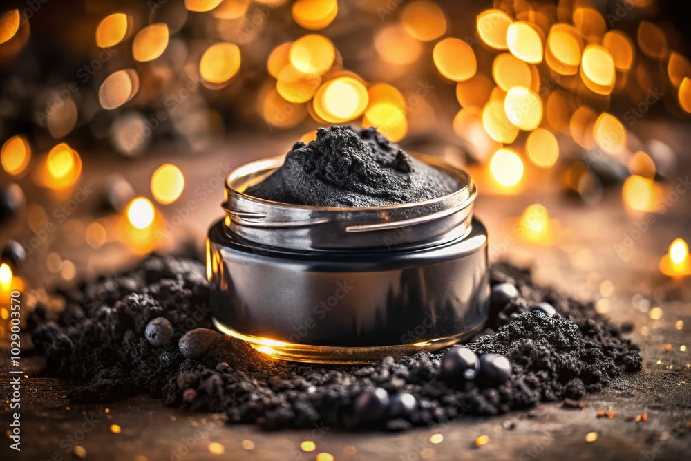 Long exposure macro highlights charcoal face mask particles, revealing their effectiveness in skin cleansing and exfoliation, promoting a brighter, Long exposure macro highlights charcoal face mask particles, revealing their effectiveness in skin cleansing and exfoliation, promoting a brighter,