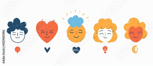 Simple Emotions Illustration in Vibrant Colors