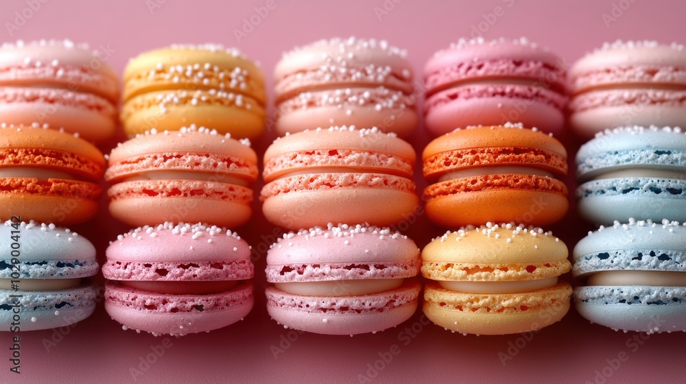 Obraz premium Colorful Macarons Arranged on a Pastel Background