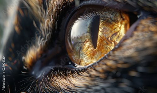 Close-up of a catâ€™s eye, 4K hyperrealistic photo