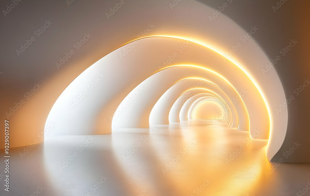 Obraz premium Abstract Curved Background with Soft Golden Light