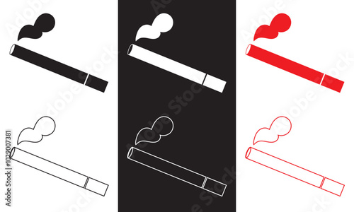 Smoking pictogram. Smoke cigarette tobacco or cigarettes logo. Smoking icon. Smoking day. Cigarette icon or smoke area. isolated on white and black background. Vector illustration EPS 10