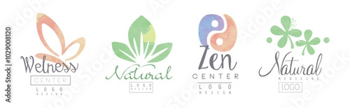 Natural Balance and Health Care Logo Design Vector Set
