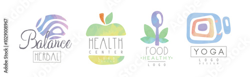 Natural Balance and Health Care Logo Design Vector Set