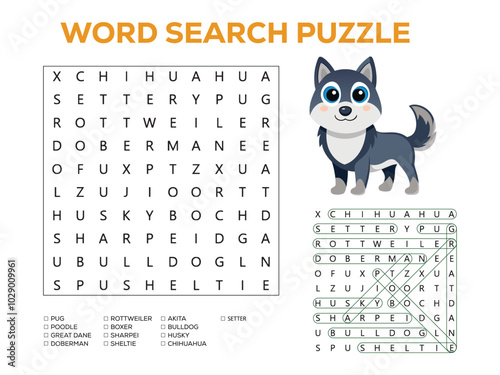 Word search puzzle game for children