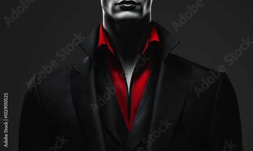 Black suit with a red collar. photo