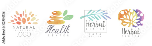 Natural Balance and Health Care Logo Design Vector Set