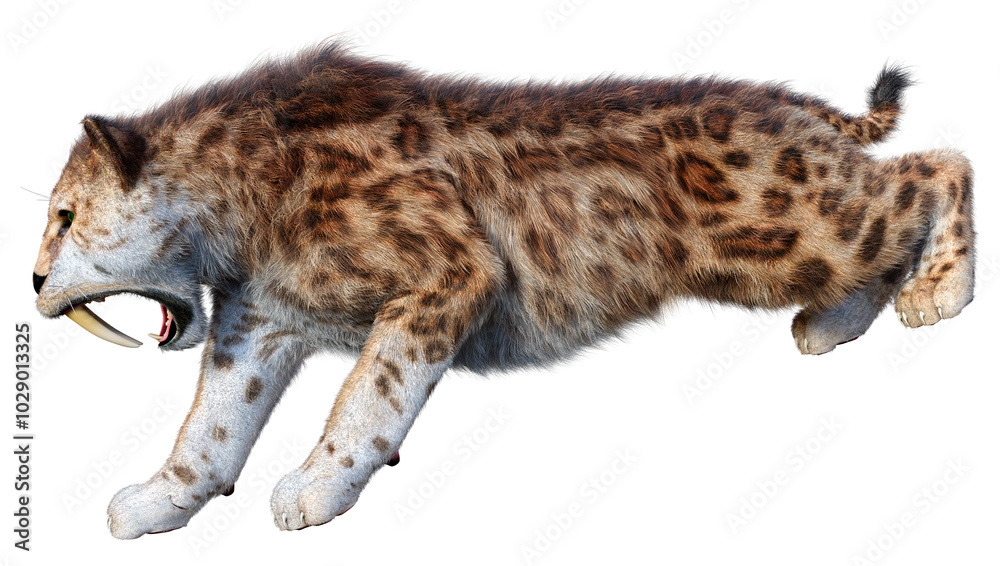 3D Rendering Saber Toothed Tiger on White 3D Rendering Saber Toothed Tiger on White