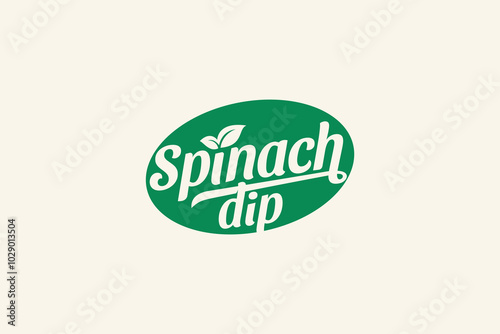 Spinach dip logo with a combination a beautiful lettering and leaves . It is good for restaurant, cafe, food truck, etc.