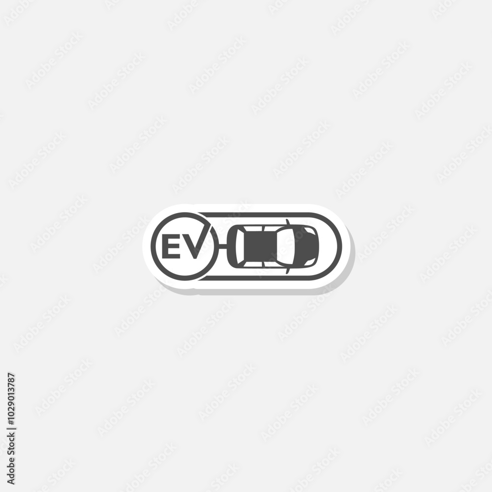 EV charging point icon sticker isolated on gray background EV charging point icon sticker isolated on gray background