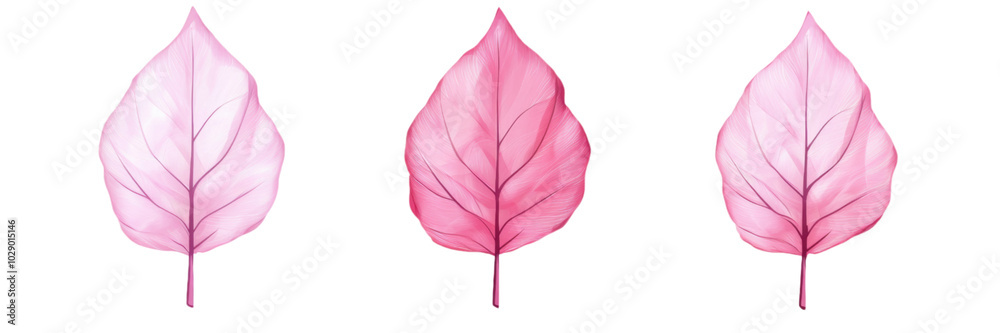 Obraz premium Pink Leaf Set Floral Design Elements for Spring Summer Autumn and Winter
