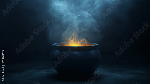 Cauldron with potion, created with Generative AI technology