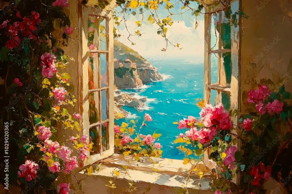 Fototapete mit Fensterblick Meer #1029020365