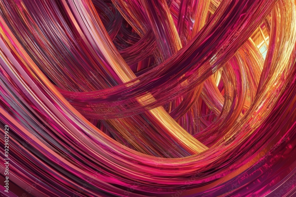 Abstract Intertwined Curved Lines in Vibrant Red and Gold Hues Abstract Intertwined Curved Lines in Vibrant Red and Gold Hues