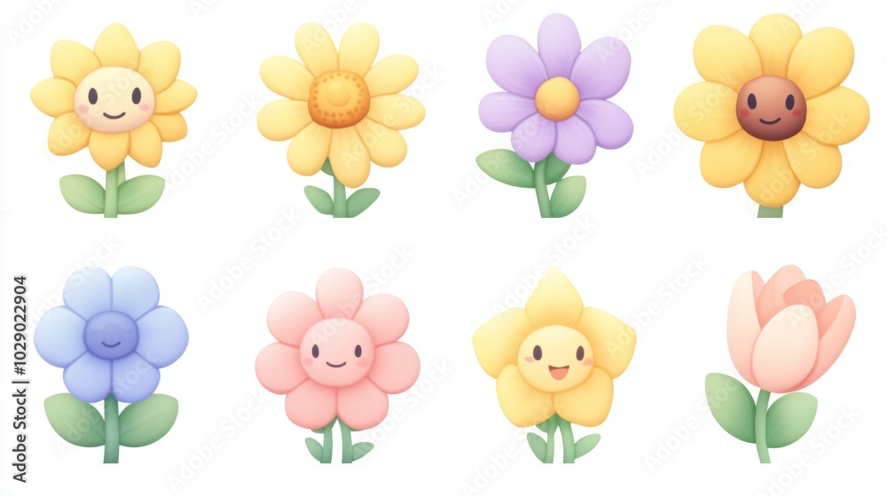 Fototapeta premium Cute Flower Illustrations in High Resolution