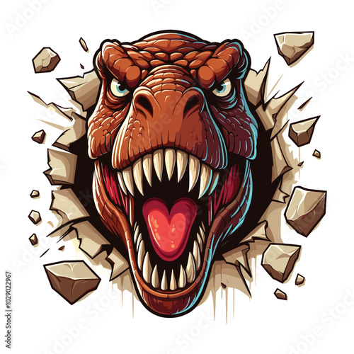 Hand drawn T-rex roaring Illustration