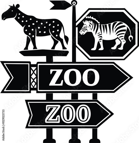 Pictographs and signs vector for the zoo isolated on white or transparent background