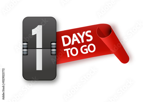 1 days to go icon set. Countdown of days remaining. Offer timer sticker limited to a few days. Vector