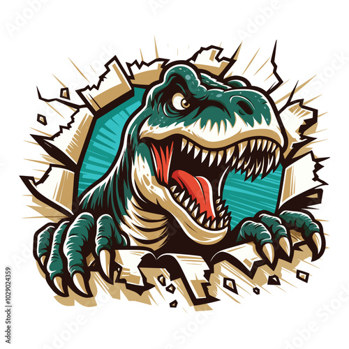 Hand drawn T-rex roaring Illustration
