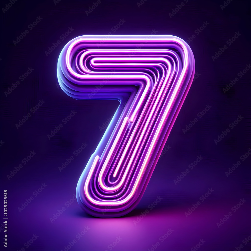 3d purple neon 7 number isolated 3d purple neon 7 number isolated