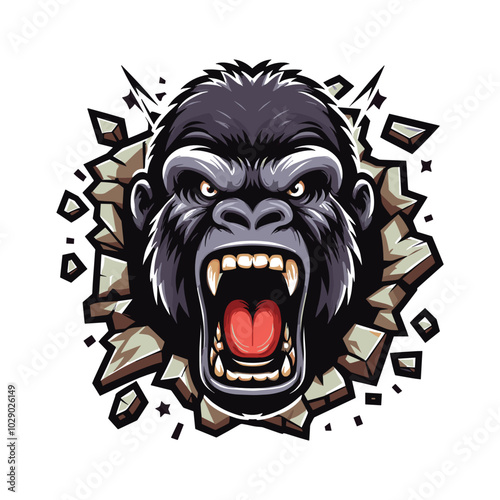 Hand drawn Gorilla roaring Illustration