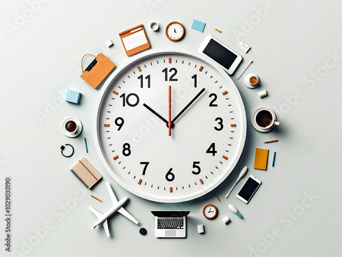 Creative Concept of Time Management and Productivity Tools, Clock, Alarm