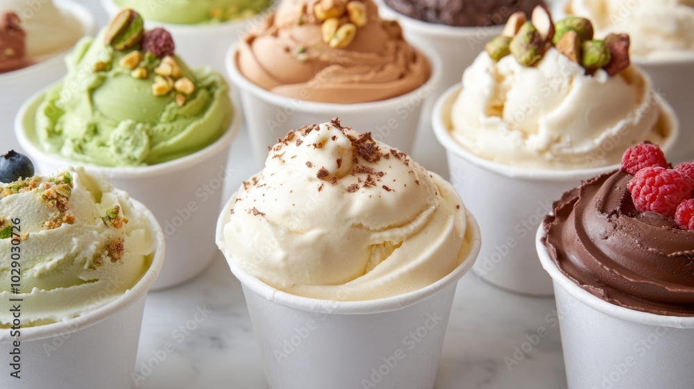 Assortment of Ice Cream Scoops in Disposable Cups