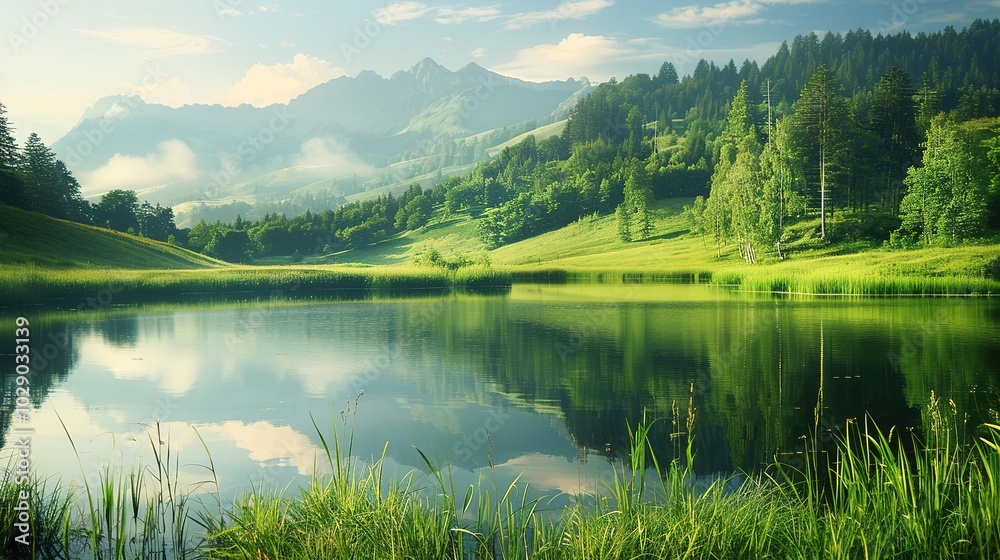 Fototapeta premium Elegant Landscape Background Image - a captivating and refined visual. The elegant landscape creates a charming and sophisticated scene.