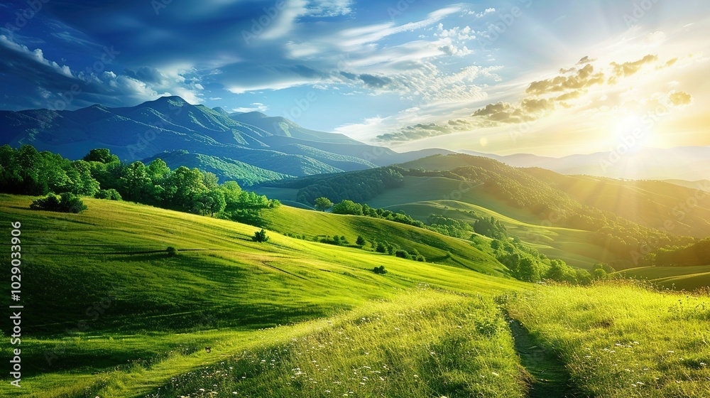 Obraz premium Elegant Landscape Background Image - a captivating and refined visual. The elegant landscape creates a charming and sophisticated scene.