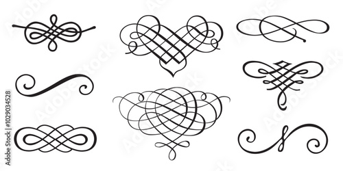 Set of decorative calligraphic divider elements