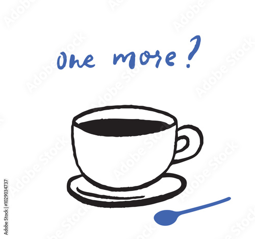 One more coffee posterm modern trendy doodle art style