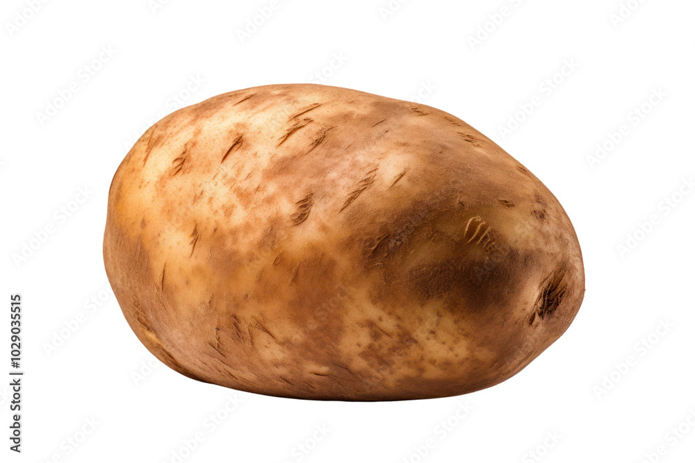 Large russet potato with rugged exterior and natural earthy tones, isolated on white background. Large russet potato with rugged exterior and natural earthy tones, isolated on white background.