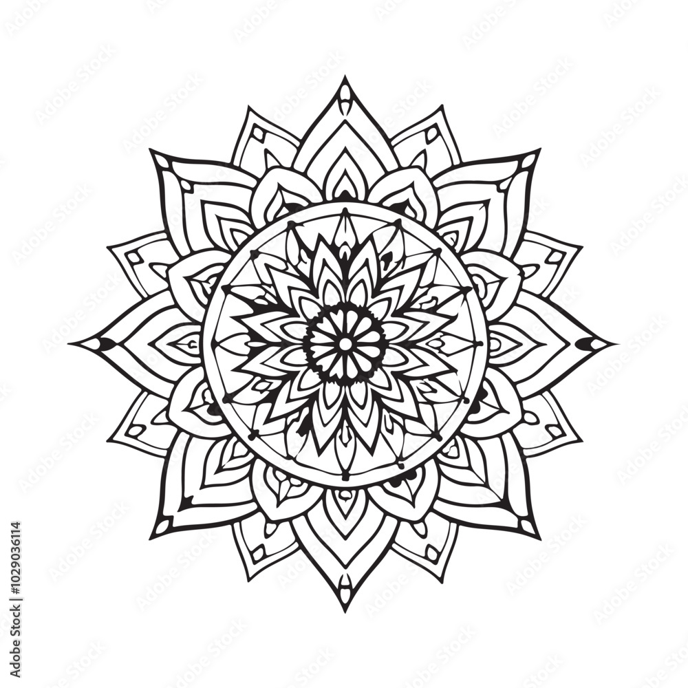 Mandala silhouette vector style with white background Mandala silhouette vector style with white background